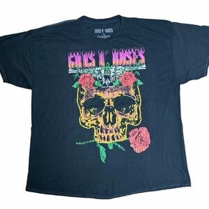 Guns N’ Roses US Tour 1991 Graphic Band Tee Shirt Size XL Black Skull Roses